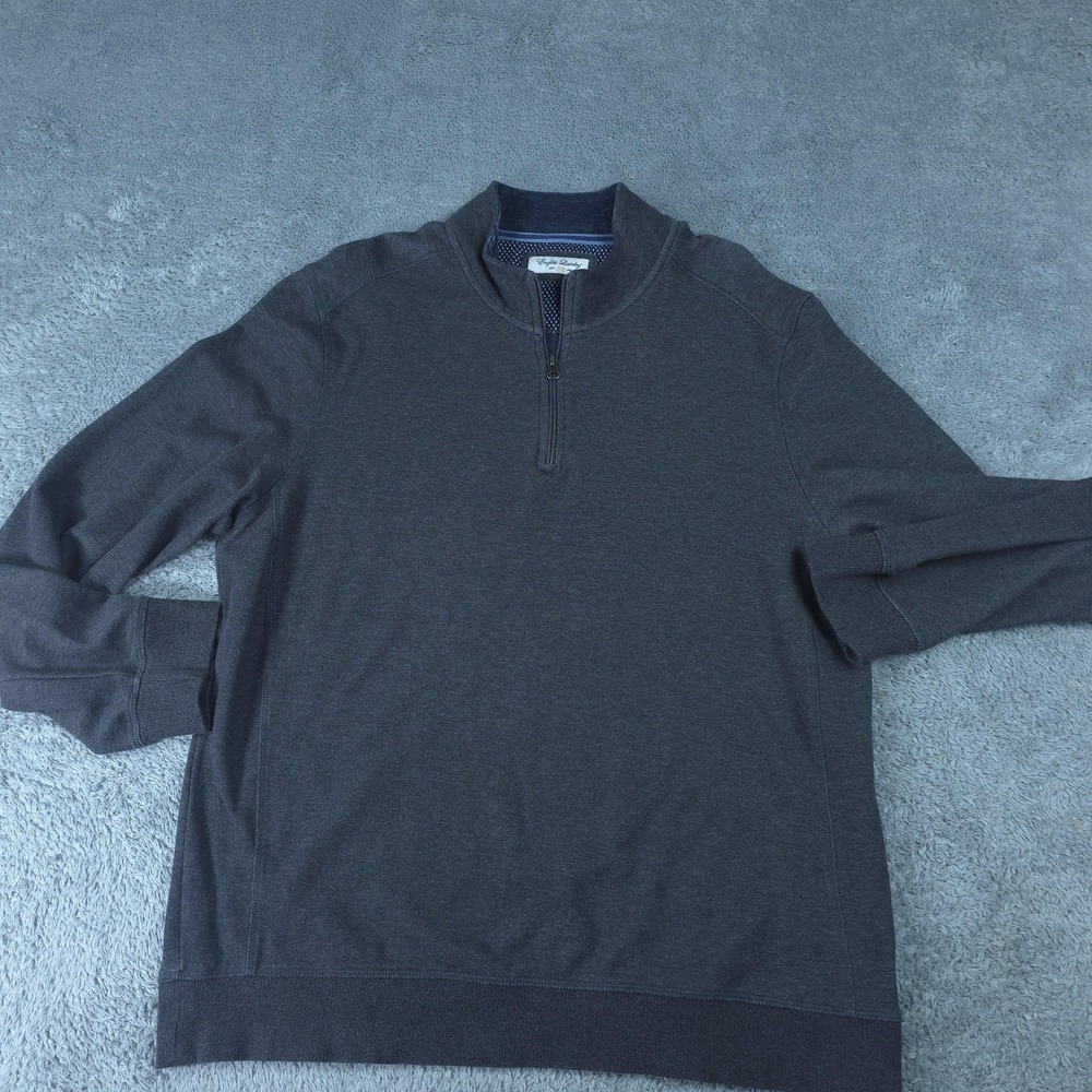 English Laundry Sweater Mens XL Gray 1/4 Zip Mock Neck Knit Pullover Casual